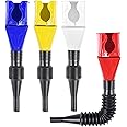 Qooloo 4-Piece Flexible Draining Tool Snap Funnel Set, Retractable Spill-Free Funnel for Car, Motorcycle, Petrol