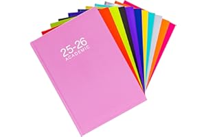 Evelay 2025 2026 Diary A5 Week to View Mid Year Academic Planner Hardback Diaries Journal Organiser with Ribbon for Student Teacher Personal Use (Pink)