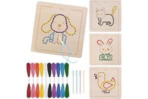 IEWRTCIN Kids Sewing Kit, Threading Toys, Montessori Wooden Lacing Toys for Toddlers and Kids 2-12 Years Old, Sewing Kit Fine Motor Skill Busy Board, Christmas, Birthday Gifts for Boys and Girls (Animal)