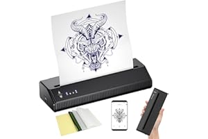 BIOMASER Bezprzewodowa Drukarka termiczna Tatuaż Drukarka Tatuaż Stencil Printer (Nadaje się do iOS i Androida) Format A4 Bluetooth Podłącz do smartfona, nie wymaga tuszu i papieru modelowego