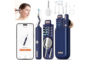 LAYHOU Otoscopio Flexible, Limpia Oidos con Cámara HD y 6 LED, Limpiador de Oidos Cera con Puntas de Repuesto Variadas para Examen de Oídos/Nariz/Garganta, Limpieza Oidos Adultos Compatible con iOS y Android