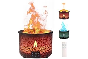SHANNA Diffuseur d'Arôme Flamme Volcan Humidificateur: Diffuseur de Parfum d'Huile Essentielle à Ultrasons avec 360ml de Grande Capacité, 2-en-1 Diffuseur d'Huile Essentielle avec Fonction de Minuteur
