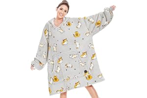 THREE POODLE Decken Hoodie, Oversize Hooded Decken Pullover Kuschelpullover für Damen Herren Kinder, Warm und Weiches Futter, Übergroßer Hoodie Sherpa-Decke, Verschiedene Muster Verfügbar