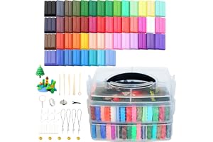Polymer Clay Set, 50 färger, modelleringmassa, ugnhärdande med 5 modelleringsverktyg och tillbehör – lerset för gör-det-själv