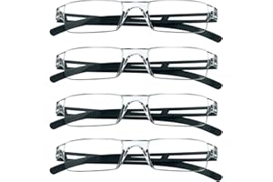 ‎MMOWW MMOWW 4er Pack randlose Lesebrille für Damen und Herren mit klarer rechteckigem Blaulicht-Blockierbrille
