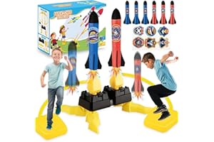 MAISITOO Rakete Luftdruck,Druckluftrakete Spielzeug mit 6 Schaumraketen,Raketen Spielzeug für Kinder,Rocket Launcher Toy,Outdoor Spielzeug für Kinder,für Jungen und Mädchen ab 3-12 Jahre