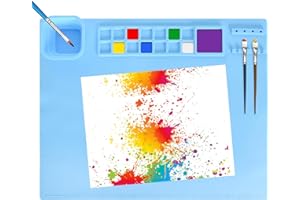 DEARBAG Tappetino per Pittura in Silicone, Tappetino Silicone per Fai Da Te Blu 51 x 40,6 cm, Tappetino con Tazza Antiaderente Resistente per Fai Da Te, Pittura, Colata di Resina, Resina Epossidica