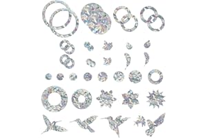 YSDYY 40 sztuk naklejek na okno chroniące przed upadkiem ptaków, odblaskowe naklejki na okno, naklejki pryzmatyczne, tęczowa folia okienna do ochrony przed ptakami w pomieszczeniach, ochrona przed kolizją