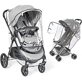Orzbow Plastic Rain Universal Pushchair, Black | Breathable Rain Protector Universal Baby Cart with Window, Foldable Bubble R