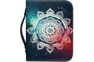 Kuiaobaty Mandala Print Zipper Book Cover with Bookmark for Work,Study,Bible Book, Ethnic Bohemia Book Carrying Bag,Faux Leather