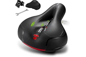 LCYMD GREAN Comfortable Seat Cushion for Men Women with Dual Shock Absorbing Ball Memory Foam Waterproof Wide Bicycle Saddle Fit for Stationary/Exercise/Indoor/Mountain/Road Bikes