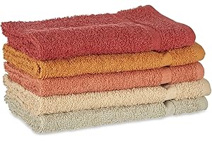 TIENDA EURASIA - Set de Paños de Cocina, Pack de 5 Trapos Cocina, Paños de Cocina Algodon 100%, Tamaño 50 x 51,5 x 0,5 cm, Trapos de Cocina Rizo Algodón 400gr (Teja)