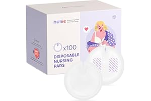 Nuliie Leakproof Ultra-Thin Disposable Breast Pads, Super Absorbent & Breathable Nursing Pads, Featherlight & Discreet Fit for Maternity & Breastfeeding, Individually Wrapped,100 Pack
