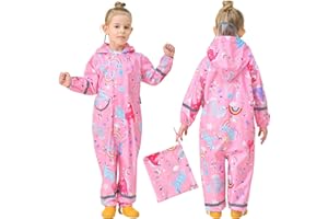FILOWA Impermeable Chubasquero Niñas Lluvia con Capucha Portátil Chaquetas Lluvia Reutilizable Encapuchado Mono Traje Ligero Impermeables para Infantil Bebé 1-9 Años
