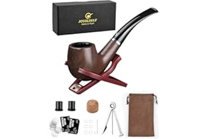 Joyoldelf Pipa de tabaco, tubo de fumar con soporte plegable para tubos, pantallas de tuberías, puntas de tubería y herramienta de limpieza de tuberías con caja de regalo