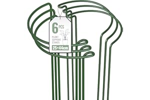 VIVO TECHNOLOGIES 6 Pack Plant Support Stakes 25×44cm,Metal Plant Supports Ring Cage for Garden Sturdy Half Round Garden Plant Supports for Vegetable, Tomatoes, Peony, Roses, Lavender, Flowers