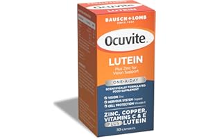 Ocuvite Lutein Supplement, by Bausch + Lomb, Lutein with Zinc, Copper, Vitamin C and E, One Capsule per Day