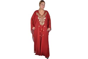 EGYPT BAZAR Abaya Damen Chiffon Kaftan Kleid mit Stickereien Festkleid Orient Dubai-Abaya Caftan Abendkleid Hochzeit