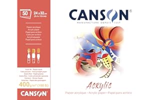 Canson Acrylic 400gsm paper pad including 50 sheets, size:24x32cm, fine grain texture