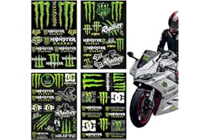 BIVBWQU 4 Pezzi Moto Adesivi, Adesivo per moto, Monster Energy Stickers, Moto Adesivi Sponsor, Motocross Sticker Adesivi, per Moto Skateboard Auto e Moto da Fuoristrada