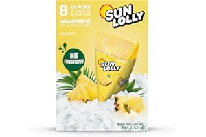 ‎SUN LOLLY Sun Lolly Water Ice Pineapple Pack of 8 | With Fruit Juice | For Self-Freezing | No Artificial Flavours | Free from Sweeteners | Lactose Free | Gluten Free | 8 x 60 ml