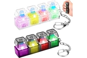 PIPIHOME 2 Stück Fidget Tastatur Spielzeug, Fidget Toys Erwachsene mit LED Licht, Lustige Tastatur Schlüsselanhänger Clicker für Stressabbau Erwachsene Kinder Büro Schule Reisen