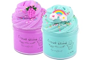 BASYWIIM 2 Pack Cloud Schleim Set, Fluffy Slime für Mädchen Jungen,Geburtstagsgeschenk, Gastgeschenke, Super Weich Kinder Stressabbau Kreativ DIY Spielzeug