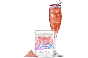 Twinkle my Drink® Ätbara glitter för drycker Rose Guld, dekoration för julfest, ätbara glitter för champagne, likörer, vegan