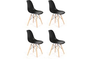 M1C - Pack 4 Sillas de Comedor DINAMARCA - Madera de Haya (Color Negro)