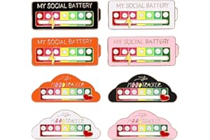 ZYLUNIY 8 Broches My Social Battery Pin, Épingles d'Humeur Sociale Amusante pour 7 Jours, Épingles Émaillées Créatives pour Santé Mentale, Expression créative