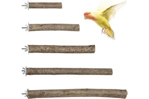 Woohome 5 PCS Perchoirs Naturels pour Oiseaux, Perchoirs en Bois Naturel, Naturel Perchoirs à Oiseaux Accessoires de Cage à Oiseaux pour Perroquets Oiseaux