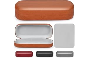 Pystuvo Hard Shell Glasses Case, Travel Portable Eyeglasses Cases Linen Fabric Protective with Cleaning Cloth Spectacle Cases for Women and Men Travel,Study,Work