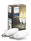 Philips Hue White Ambiance E14 LED Kerze Doppelpack, dimmbar, alle Weißschattierungen, steuerbar via App, kompatibel mit Amazon Alexa, 2-er Pack