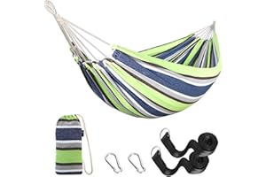 Anyoo Hamac d'extérieur de Camping, en Plein air Portable en Toile, Léger avec Sangles respectueuses des Arbres, Sac de Transport, Parfait pour Le Jardin, Balcon, Patio, la Plage, Randonnée