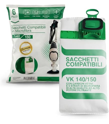 Kit Risparmio 12 Sacchetti + 12 Profumi + 2 Filtri Per Vorwerk Folletto VK140/150 - Compatibile Alta Qualità - 3
