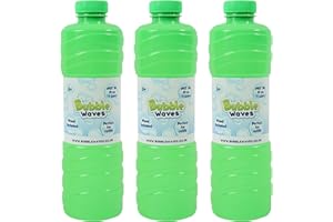 Laeto Bubble Waves 3 Litre Bubble Solution Liquid | Bubbles Mixture Bubbles For Kids With Bubble Wands (3x 1L Bottles)