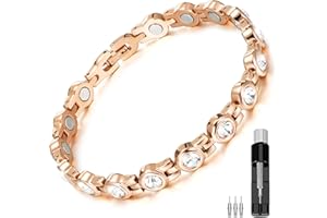 Herdear Magnetarmband für Damen Titan Stahl Magnetisches Armband mit Entfernungswerkzeug Kristall Magnetarmband für Frauen Geburtstag Jubiläum Schmuck Geschenk, Verstellbare Größe (Rosegold)