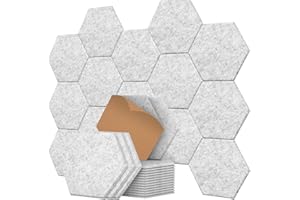 XISONO 12pcs Hexagon Acoustic Absorption Panels,High Density Self-adhesive Soundproofing Panel and Sound Absorption,Easy Install,for Children Fire Prevention.Recording Room,Wall Decoration(Grey)