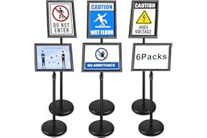 NEWZEALKIDS NewZeal,Soporte para póster A4, soporte para exhibición de suelo, marco a presión, telescópico ajustable en ángulo y altura, soporte para avisos para bodas y actividades de negocios (negro)