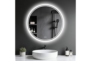 ‎ARCHALUXE Badspiegel mit Beleuchtung - Badezimmer-Spiegel-LED mit Beschlagfrei, Touch-Schalter, Dimmbar, 3 Lichtfarben, Speicherfunktion, Badezimmerspiegel Explosionsschutz Wandspiegel - Spiegel Rund 50cm