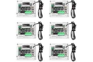 AITRIP 6 Stücke LED Digital Thermostat DC 12V - W1209 Heizen/Kühlen Temperierschalter Modul mit Wasserdicht 50~110°C Sensor Sonde + Transparent Acrylic Gehäuse