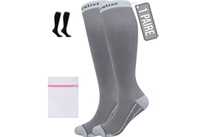360 RELIEF Chaussettes de Contention Homme et Femme - Classe 1 Chaussette de Compression pour Running, Voyage, Avion, Sports - Bas de Contention 15-20 mmHg Avec sac de lavage en filet