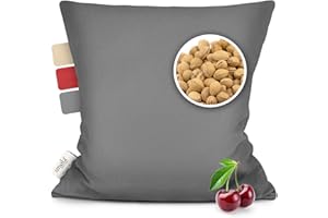 smøla Kirschkernkissen für Mikrowelle, Körnerkissen 24x25cm I Wärmekissen 100% Baumwolle I 750g Kirschkerne I Natürliche Wärmflasche für Kinder & Erwachsene, Edelgrau