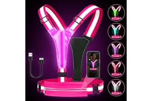 Fitense LED Reflective Running Vest with Phone Holder - 5 Colors Light Up Running Vest Rechargeable Running Lights for Runners High Visibility Reflective Running Gear, Adjustable for Men Women Kids