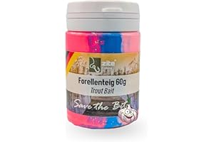 ‎ZITE Zite Fishing Forellenteig mit Knoblauch-Aroma 60g – Fängige Forellenpaste Schwimmend als Forellenköder – Trout Bait Teigköder in knalligen Neonfarben mit Glitter, Forellen Teig