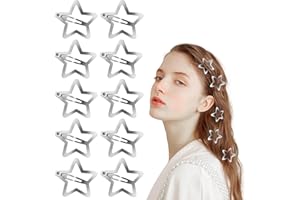 Irikdescia® 10 horquillas para el pelo versátiles con forma de estrella, estilo Y2K, accesorios de metal antideslizantes para el cabello para mujeres y niñas, para todo tipo de cabello (plateado)