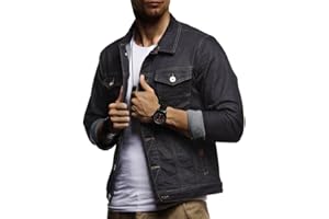 Leif Nelson LN9500 Veste en jean pour hommes stretch basique avec col montant veste mi-saison à capuche veste de survêtement veste décontractée veste d'été pull à capuche pull slim fit LN9500