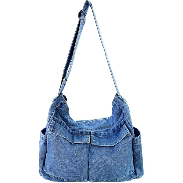 Borsa A Tracolla In Denim Andiker | Con Mini Portafoglio Rimovibile | Media 30x19x10 Cm | Vintage Per Viaggi E Uso Quotidiano