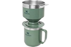 Stanley Kubek Kempingowy z zestawem Perfect Brew Pour Over - Kubek Kempingowy Ze Stali Nierdzewnej z ekspresem do kawy - Kubek Termiczny Bez BPA Do Gorących Napojów - Hammertone Green