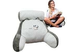 Pamatio Lesekissen für Bett und Sofa, Bequemes Rückenkissen mit abnehmbarer Nackenstütze zum Lesen, Armlehnen Lesekissen für Rückenstütze zum Entspannen, Sofakissen für Bett, 70 x 50 cm für Erwachsene